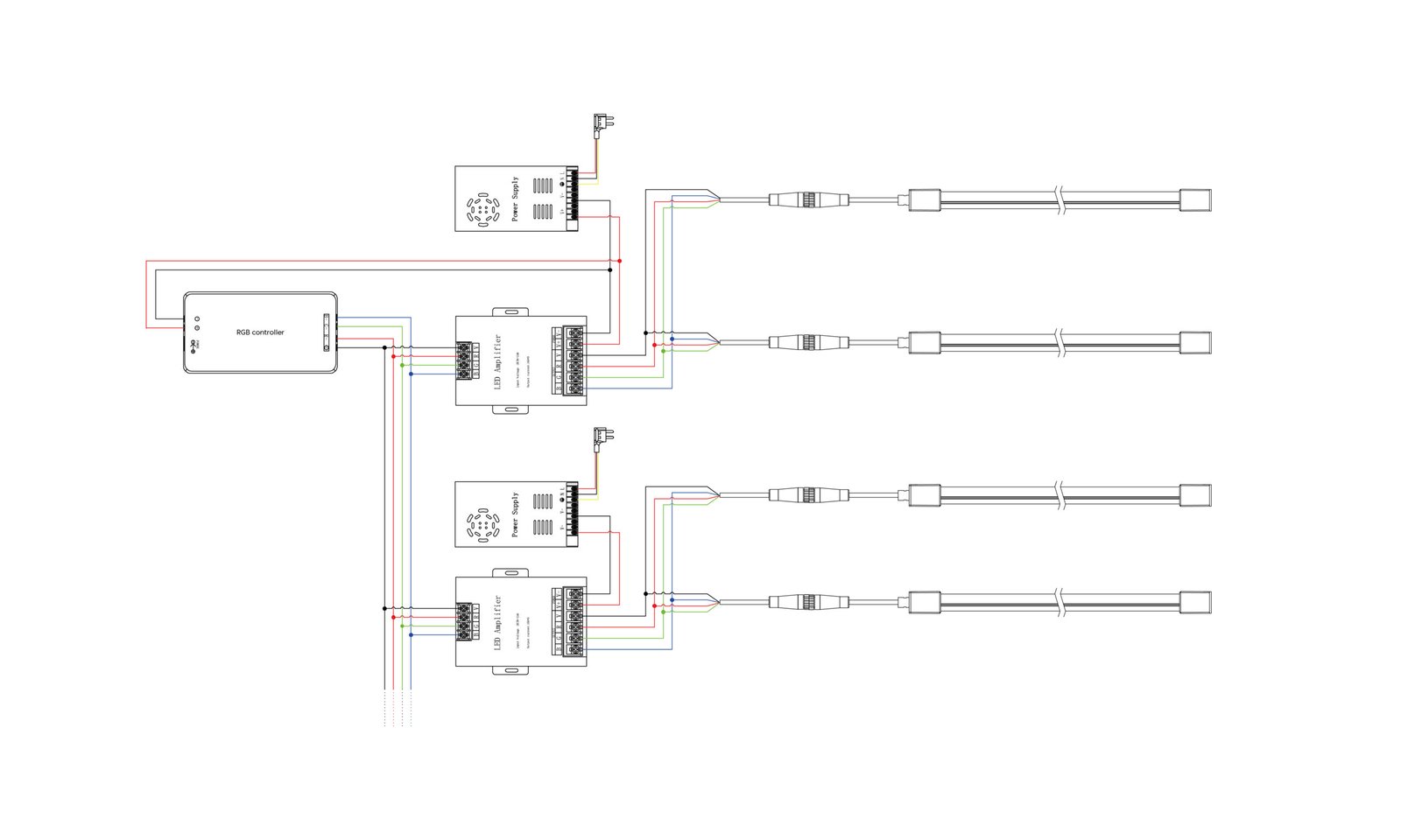 RGB Color Neon Flex Connection Diagram