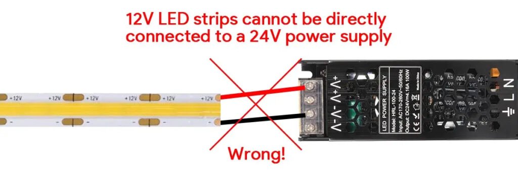 12v led strip connect with 24v voltage