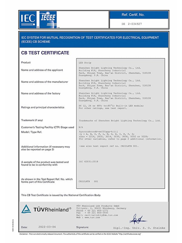 CB – Low Voltage Strip IP20 (LVD)