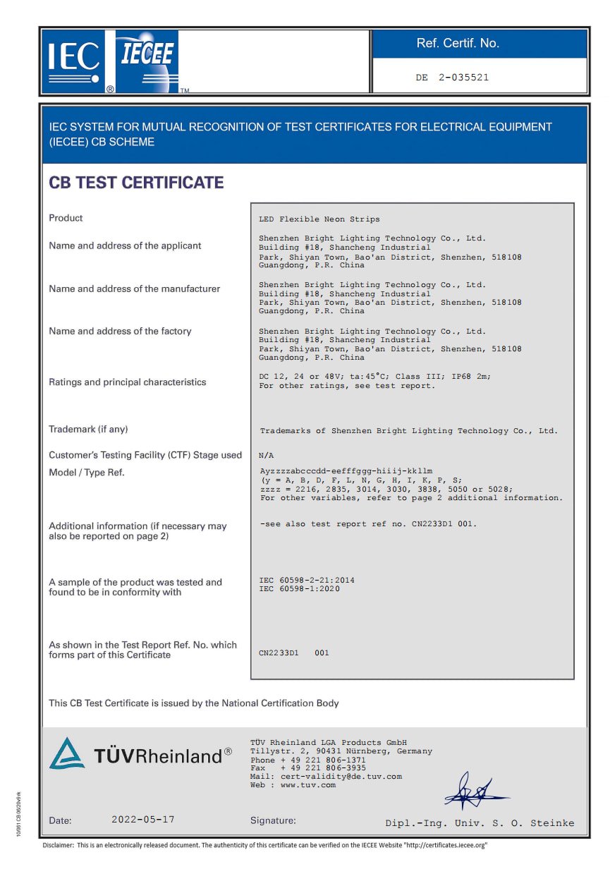 CB – Low Voltage Strip IP65 (LVD)