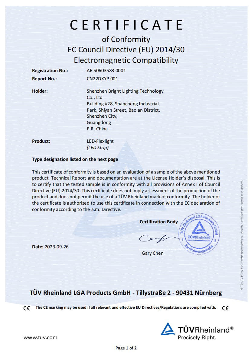 CE – High Voltage Strip EMC (TUV)