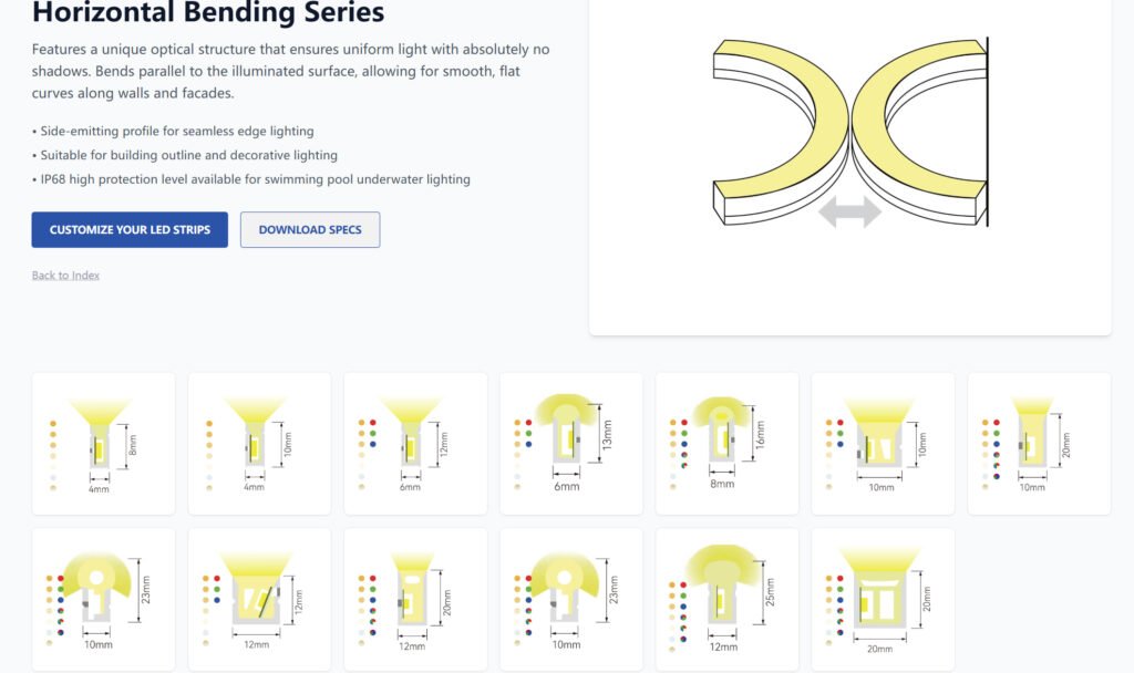 horizontal bending neon strip