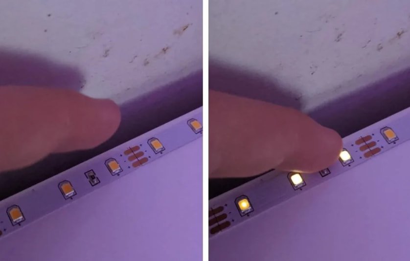 strip only lights when touched